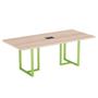 Imagem de Mesa De Reunião Retangular Com Power Box Tubular PE 40 Pandin 2,00 M Noce Naturale e Verde