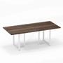 Imagem de Mesa de Reunião Retangular Tubular P25 Pandin 2,0 M Walnut e Branco