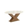 Imagem de Mesa de Sala Jantar Amora c/Tampo Madeirado c/ Vidro 105x180cm Nogueira/Off White/Vidro Off White - Kappesberg
