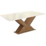 Imagem de Mesa de Sala Jantar Amora c/Tampo Madeirado c/ Vidro 90x160cm Nogueira/Off White/Vidro Off White - Kappesberg
