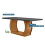 Imagem de Mesa de Sala Jantar Jade + Tampo Madeirado Vidro Curvo 180x90cm Imbuia/Off White - Rufato