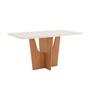 Imagem de Mesa de Sala Jantar Vértice SC88 c/Tampo Madeirado Vidro Curvo 180x90cm Nature/Off White - Henn