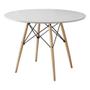 Imagem de Mesa Dkr Eiffel Redondo Tampo de Madeira 110cm Branco