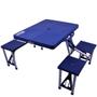 Imagem de Mesa dobravel portátil camping aluminio 4 banqueta azul kala