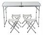 Imagem de Mesa Dobrável Portátil Vira Maleta Camping Praia com 4 Cadeiras 120x60cm