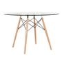 Imagem de Mesa Eames com tampo de vidro 120 cm + 4 cadeiras estofadas Eiffel Botonê