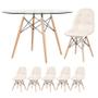 Imagem de Mesa Eames com tampo de vidro 120 cm + 5 cadeiras estofadas Eiffel Botonê