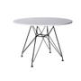 Imagem de Mesa Eames Ferro Preto Tampo Redondo Madeira Branco 110cm