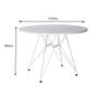 Imagem de Mesa Eiffel Redonda 110cm Tampo de Madeira Branco com Base de Ferro Branco