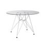 Imagem de Mesa Eiffel Redonda 110cm Tampo De Vidro Com Base De Ferro Branco