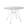 Imagem de Mesa Eiffel Redonda 110cm Tampo de Vidro com Base de Ferro Branco