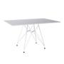Imagem de Mesa Eiffel Retangular 120x75 Tampo De Madeira Branco Com Base De Ferro Branco