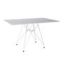 Imagem de Mesa Eiffel Retangular 120x75 Tampo De Madeira Branco Com Base De Ferro Branco