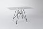Imagem de Mesa Eiffel Retangular 120x75 Tampo De Madeira Branco Com Base De Ferro Preto