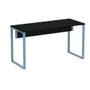 Imagem de Mesa Escritório P25 TUB Pandin 120 cm (larg) Tampo MDP Preto Pé Aço Tubular Azul Dali