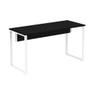 Imagem de Mesa Escritório P25 TUB Pandin 150 cm (Larg) x 70 cm (Prof) Tampo MDP Preto Pé Aço Tubular Branco