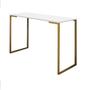 Imagem de Mesa Escrivaninha 90cm Stan Home Office Industrial Consultório Ferro Dourado MDF Branco - Ahz Móveis