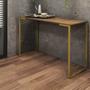 Imagem de Mesa Escrivaninha 90cm Stan Home Office Industrial Consultório Ferro Dourado MDF Castanho - Ahz Móveis