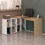 Imagem de Mesa Escrivaninha Em L 140x130cm 8 Nichos Eron A06 Carvalho/branco - Mpozenato