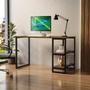 Imagem de Mesa Escrivaninha Estilo Industrial 120cm Com 2 Prateleiras Em Aço Mdf