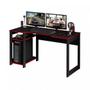 Imagem de Mesa Escrivaninha Gamer com 2 Nichos - Preto/Vermelho