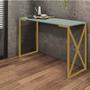 Imagem de Mesa Escrivaninha Mesa de Estudos Bex 90cm Home Office Ferro Dourado MDF Verde Oliva - Ahz Móveis