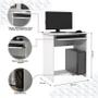Imagem de Mesa / Escrivaninha PRAT Para Computador Com Bandeja Retràtil e Corrediça Telescópica Pés Anti-Umidade e Bordas Ergonômicas Cor Branco