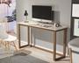 Imagem de mesa estudo  compacta para quarto off white 120CM  com pés em madeira natural.