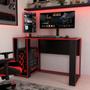 Imagem de Mesa Gamer Level Espaço para 2 Monitores e Cpu Preto/Vermelho - Panorama Móveis