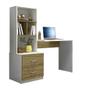 Imagem de Mesa Home Office 2 Gavetas Com Estante Branco Nature Naemi Shop JM