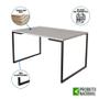 Imagem de Mesa Industrial Base de Ferro Preto Tampo 137x90 Branco 4 Cadeiras Eames Madeira Assento Branco