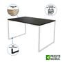 Imagem de Mesa Industrial Base Ferro Branco 137x90 Tampo Preto 4 Cadeiras Eiffel Madeira Assento Vermelho