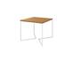 Imagem de Mesa Industrial Base Ferro Branco em  V  Tampo 90x90 Canela  4 Cadeiras Eames Madeira Assento Branco