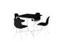 Imagem de Mesa Industrial Base Ferro Branco em  V  Tampo 90x90 Preto  4 Cadeiras Eames Ferro Assento Preto