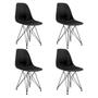 Imagem de Mesa Industrial Base Ferro Branco Tampo 137x90 Amendoa 4 Cadeiras Eames Ferro Preto  Assento Preto