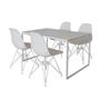Imagem de Mesa Industrial Base Ferro Branco Tampo 137x90 Branco 4 Cadeiras Eames Ferro Branco Assento Branco