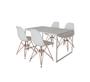 Imagem de Mesa Industrial Base Ferro Branco Tampo 137x90 Branco 4 Cadeiras Eames Ferro Cobre Assento Branco