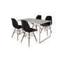 Imagem de Mesa Industrial Base Ferro Branco Tampo 137x90 Branco 4 Cadeiras Eames Madeira Assento Preto