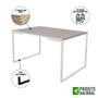 Imagem de Mesa Industrial Base Ferro Branco Tampo 137x90 Branco 4 Cadeiras Ferro Branco Assento Vermelho