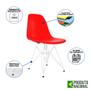 Imagem de Mesa Industrial Base Ferro Branco Tampo 137x90 Branco 4 Cadeiras Ferro Branco Assento Vermelho