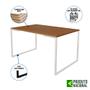 Imagem de Mesa Industrial Base Ferro Branco Tampo 137x90 Canela 4 Cadeiras Ferro Branco Assento Amarelo