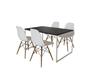 Imagem de Mesa Industrial Base Ferro Branco Tampo 137x90 Preto 4 Cadeiras Eames Madeira Assento Branco