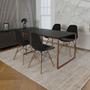 Imagem de Mesa Industrial Base Ferro Cobre 137x90 Tampo Preto 4 Cadeiras Eiffel Madeira Assento Preto