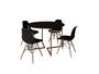 Imagem de Mesa Industrial Base Ferro Cobre em  V  Tampo 110cm Preto 4 Cadeiras Eames Madeira Assento Preto