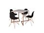 Imagem de Mesa Industrial Base Ferro Cobre em  V  Tampo 90x90 Branco 4 Cadeiras Eames Ferro Assento Preto