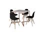 Imagem de Mesa Industrial Base Ferro Cobre em  V  Tampo 90x90 Branco 4 Cadeiras Eames Madeira Assento Preto