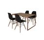 Imagem de Mesa Industrial Base Ferro Cobre Tampo 137x90 Amêndoa 4 Cadeiras Eames Madeira Assento Preto