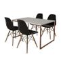 Imagem de Mesa Industrial Base Ferro Cobre Tampo 137x90 Branco 4 Cadeiras Eames Madeira Assento Preto