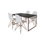 Imagem de Mesa Industrial Base Ferro Cobre Tampo 137x90 Preto 4 Cadeiras Eames Ferro Cobre Assento Branco