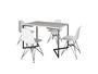 Imagem de Mesa Industrial Base Ferro Preto em  V  Tampo 137x90 Branco 4 Cadeiras Eames Assento Branco Ferro Preto